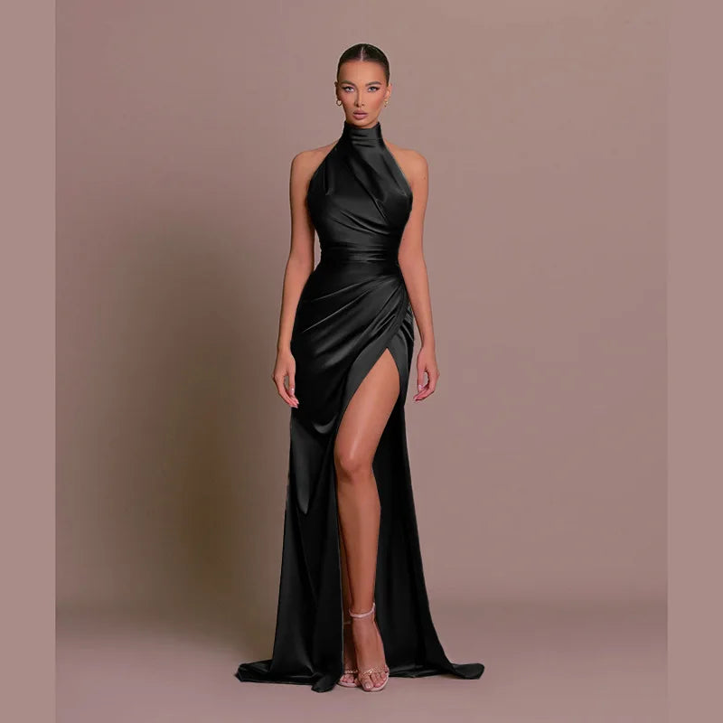 Robe longue élégante de soirée – Dos nu & fente haute sexy