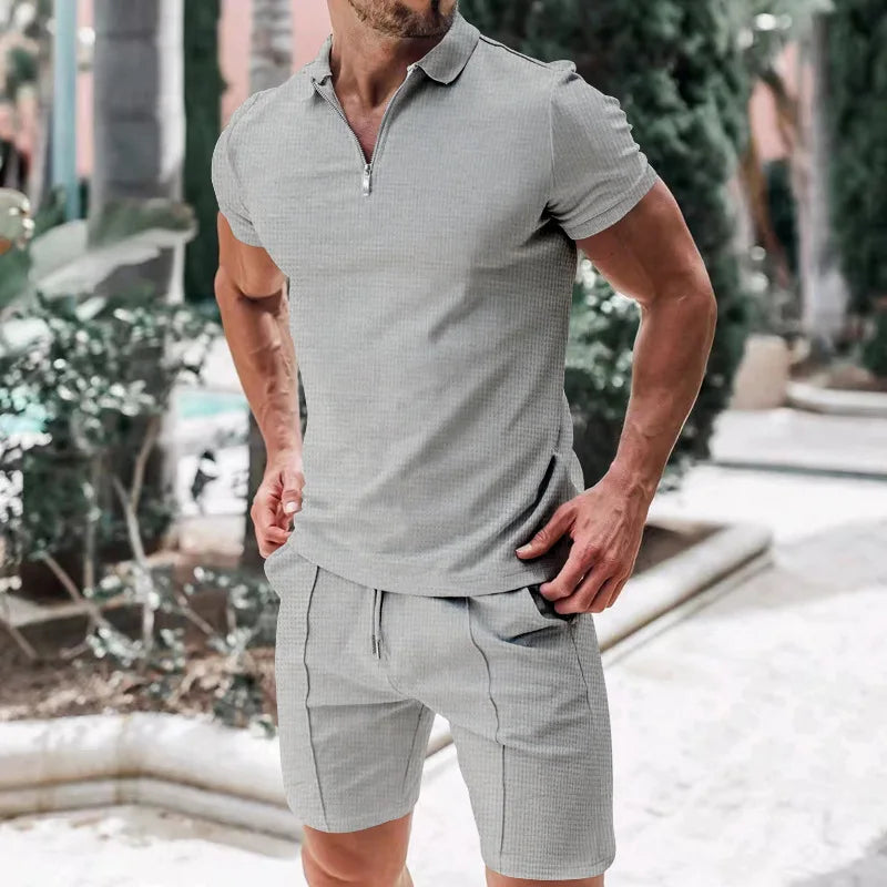 Ensemble homme été – Polo zippé & short casual chic