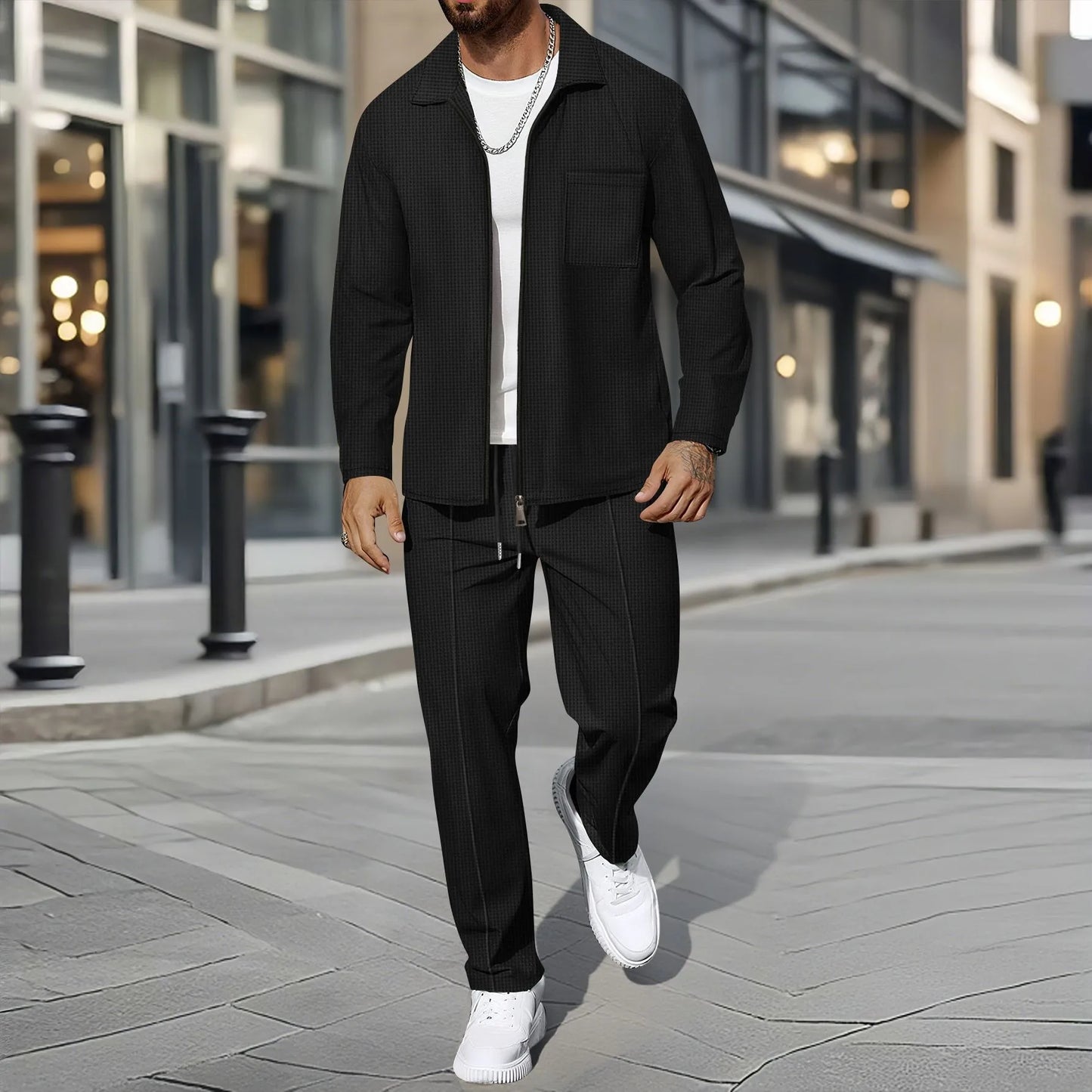Ensemble homme automne/hiver – Veste zippée et pantalon assorti